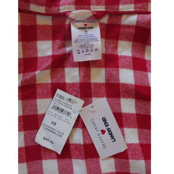 NWT Draper James & Land’s End Red and White Flannel Pajama Set XS - Picture 9 of 10
